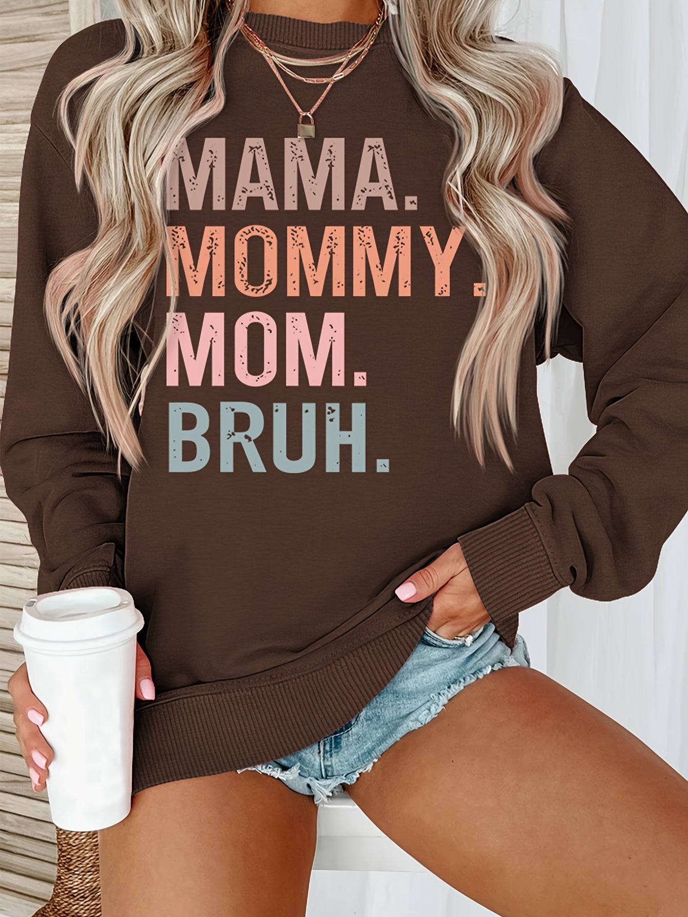 Cozy Letter Print Crew Neck Pullover Sweatshirt - Soft, Warm, and Comfortable Long Sleeve Casual Wear for Fall and Winter - Women's Fashion Clothing for Everyday Style