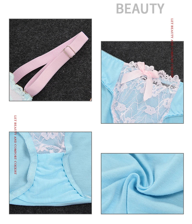 Lace Bra Set 3 Breasted Sexy Lingerie Comfortable Floral Bra and Panties Push Up Women Underwire Adjusted-straps Underwear Sets