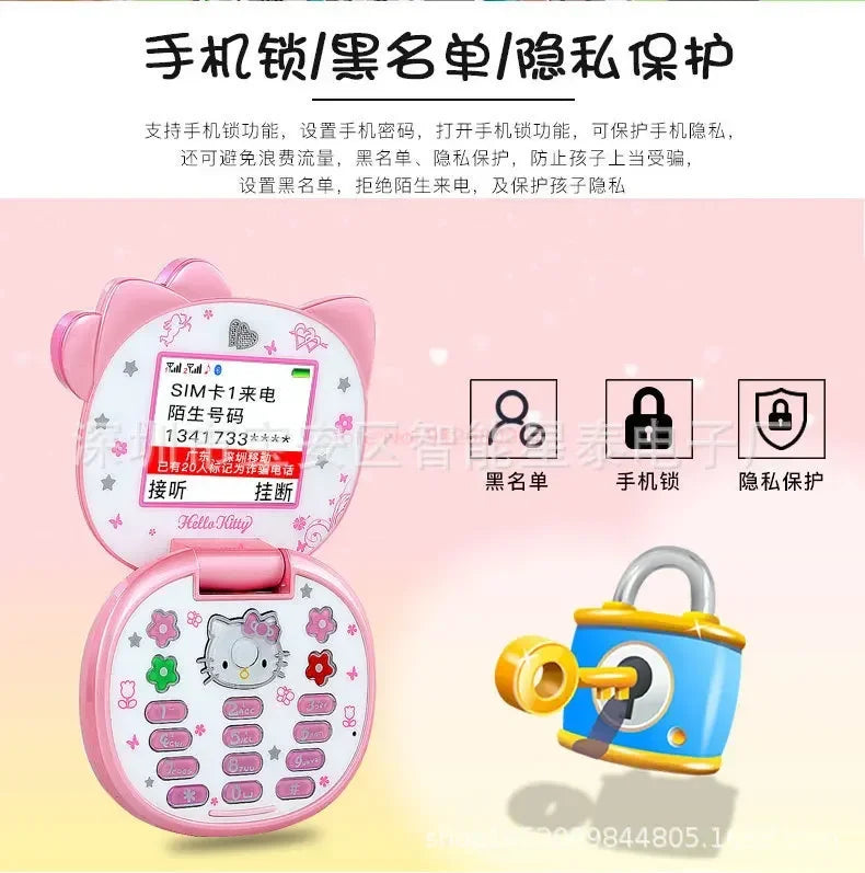 2024 New Sanrio Kawaii Hello Kitty Mini Phone Cartoon Kids Taiml Cute Phone Festival Birthday Fashion Girls Toys Children Gift
