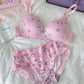Sanrio Hello Kitty Women Underwear Sexy Bra Panty Set Cartoon No Wire Push Up Underwear Female's Breathable Gathered Bra Gifts