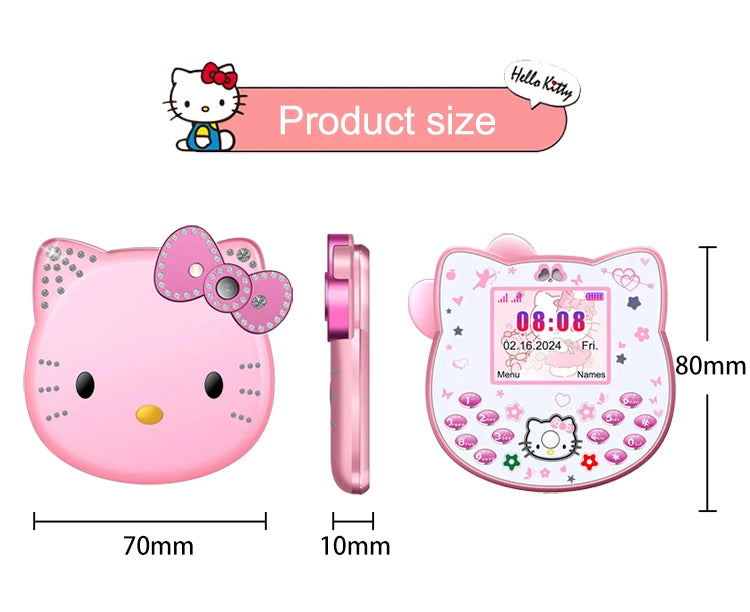2024 New Sanrio Kawaii Hello Kitty Mini Phone Cartoon Kids Taiml Cute Phone Festival Birthday Fashion Girls Toys Children Gift