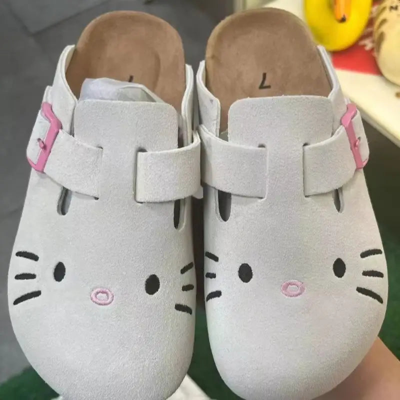 Hello Kitty Anime Slippers Birken Slippers Women'S 2024 New Thick-Soled Baotou Semi-Supporting Joker Birken Sandals Women Shoes