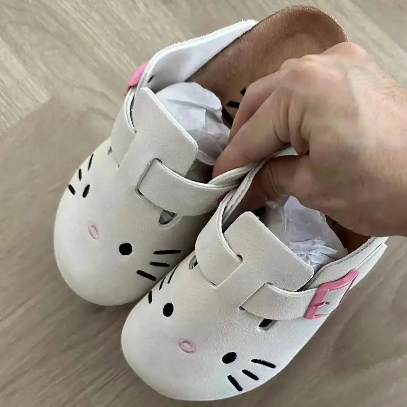 Hello Kitty Anime Slippers Birken Slippers Women'S 2024 New Thick-Soled Baotou Semi-Supporting Joker Birken Sandals Women Shoes