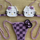 Hello Kitty Sexy Micro Bikini Set Women Summer Bathing Suit 2024 Fashion Knitting Kitty Cat Y2k Swimsuit Beach Women Thong Swim