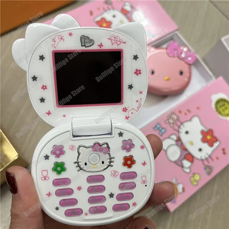 2024 New Sanrio Kawaii Hello Kitty Mini Phone Cartoon Kids Taiml Cute Phone Festival Birthday Fashion Girls Toys Children Gift