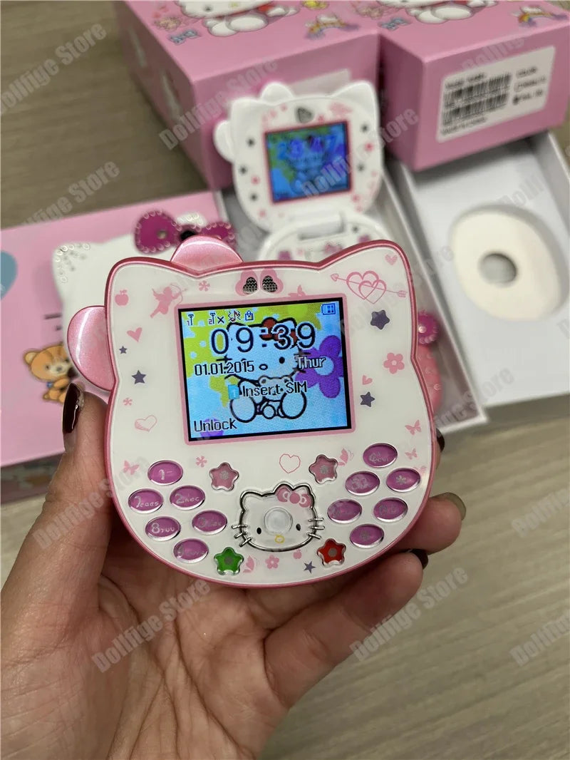 2024 New Sanrio Kawaii Hello Kitty Mini Phone Cartoon Kids Taiml Cute Phone Festival Birthday Fashion Girls Toys Children Gift