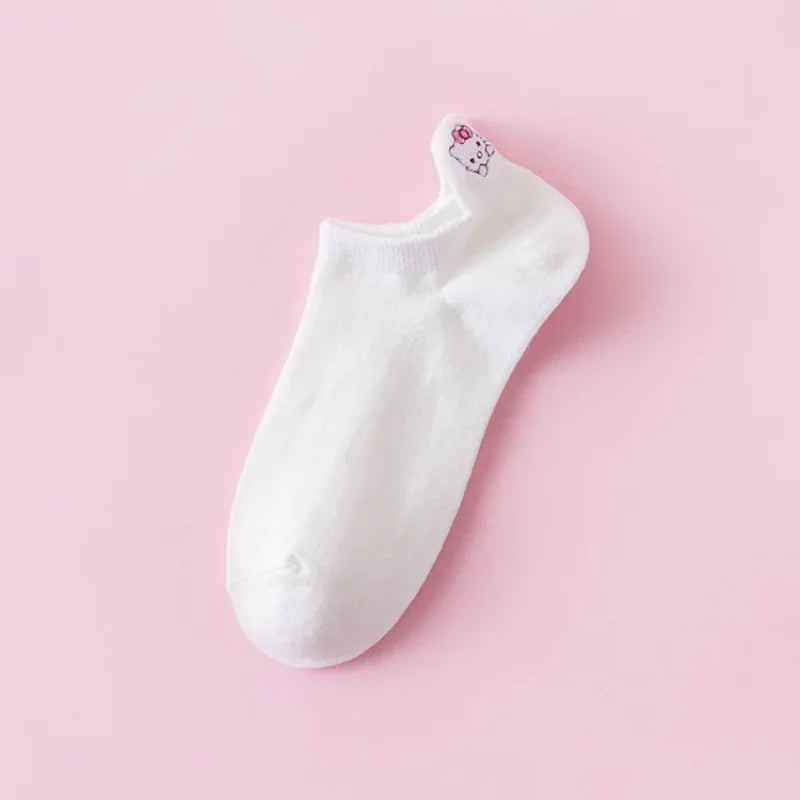 Sanrio Hello Kitty Short Socks Anime Cartoon Boat Sock Girls Summer Thin Breathable Socks Female Cotton Casual Sport Socks Gift
