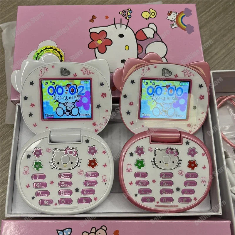 2024 New Sanrio Kawaii Hello Kitty Mini Phone Cartoon Kids Taiml Cute Phone Festival Birthday Fashion Girls Toys Children Gift
