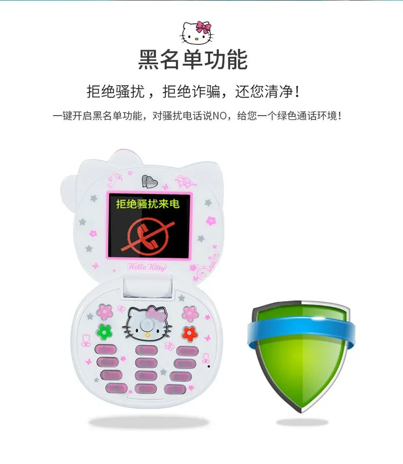 2024 New Sanrio Kawaii Hello Kitty Mini Phone Cartoon Kids Taiml Cute Phone Festival Birthday Fashion Girls Toys Children Gift