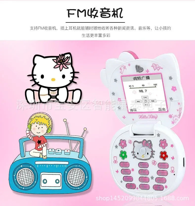 2024 New Sanrio Kawaii Hello Kitty Mini Phone Cartoon Kids Taiml Cute Phone Festival Birthday Fashion Girls Toys Children Gift