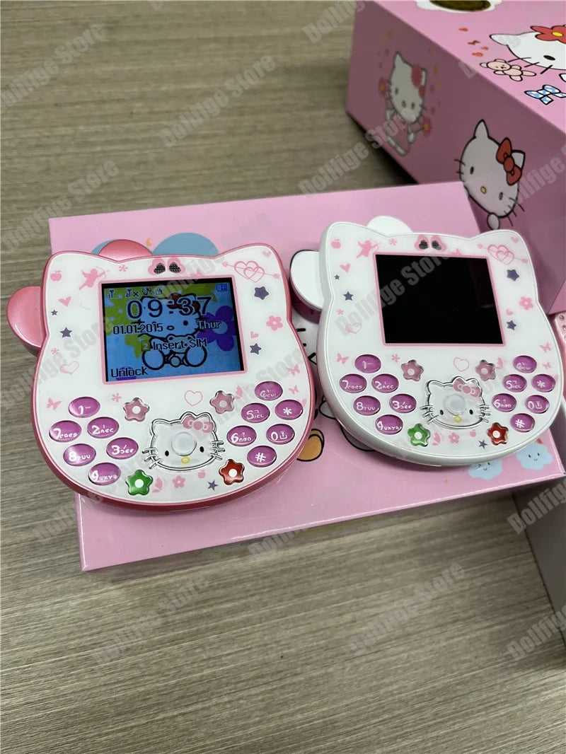 2024 New Sanrio Kawaii Hello Kitty Mini Phone Cartoon Kids Taiml Cute Phone Festival Birthday Fashion Girls Toys Children Gift