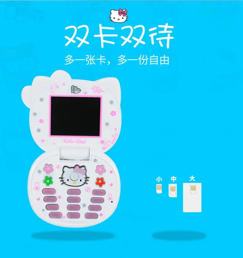 2024 New Sanrio Kawaii Hello Kitty Mini Phone Cartoon Kids Taiml Cute Phone Festival Birthday Fashion Girls Toys Children Gift
