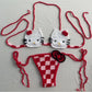 Hello Kitty Sexy Micro Bikini Set Women Summer Bathing Suit 2024 Fashion Knitting Kitty Cat Y2k Swimsuit Beach Women Thong Swim