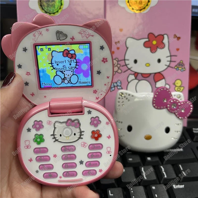 2024 New Sanrio Kawaii Hello Kitty Mini Phone Cartoon Kids Taiml Cute Phone Festival Birthday Fashion Girls Toys Children Gift