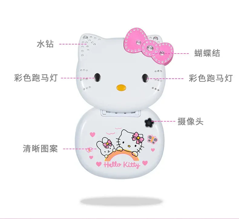 2024 New Sanrio Kawaii Hello Kitty Mini Phone Cartoon Kids Taiml Cute Phone Festival Birthday Fashion Girls Toys Children Gift