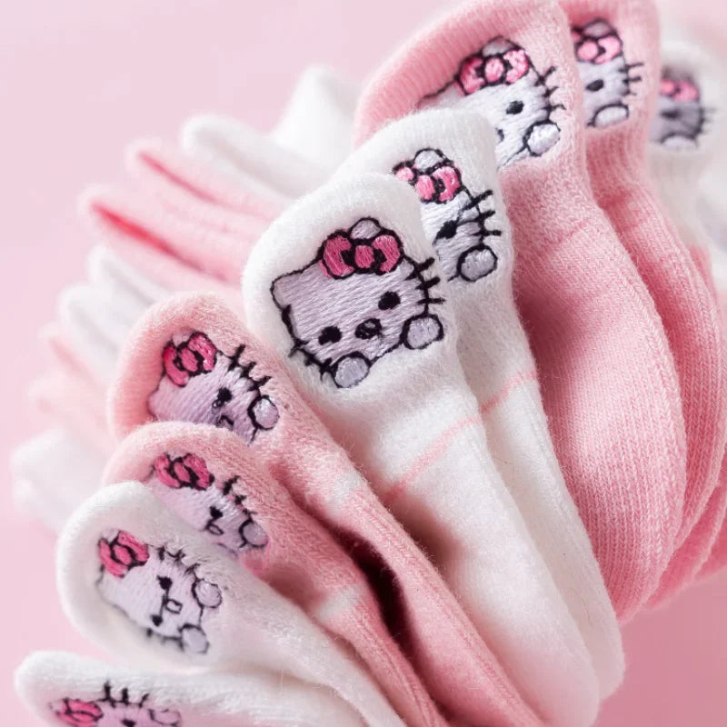 Sanrio Hello Kitty Short Socks Anime Cartoon Boat Sock Girls Summer Thin Breathable Socks Female Cotton Casual Sport Socks Gift
