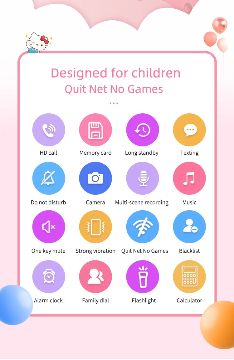 2024 New Sanrio Kawaii Hello Kitty Mini Phone Cartoon Kids Taiml Cute Phone Festival Birthday Fashion Girls Toys Children Gift