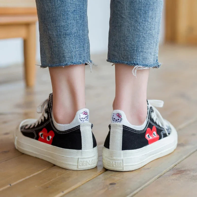 Sanrio Hello Kitty Short Socks Anime Cartoon Boat Sock Girls Summer Thin Breathable Socks Female Cotton Casual Sport Socks Gift