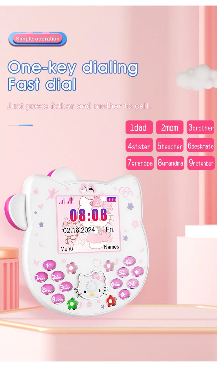 2024 New Sanrio Kawaii Hello Kitty Mini Phone Cartoon Kids Taiml Cute Phone Festival Birthday Fashion Girls Toys Children Gift