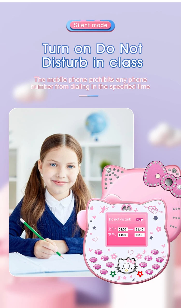 2024 New Sanrio Kawaii Hello Kitty Mini Phone Cartoon Kids Taiml Cute Phone Festival Birthday Fashion Girls Toys Children Gift