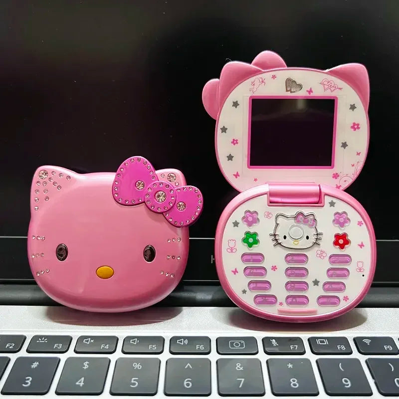 2024 New Sanrio Kawaii Hello Kitty Mini Phone Cartoon Kids Taiml Cute Phone Festival Birthday Fashion Girls Toys Children Gift