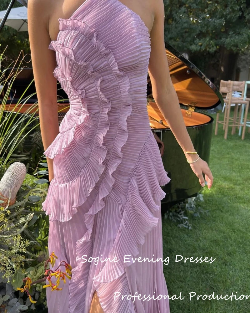 Halter Chiffon Cocktail Party Dresses For Sexy Women 2025 Pleated Ruffles فساتين سهرة Asymmetric Sleeveless Evening Dresses