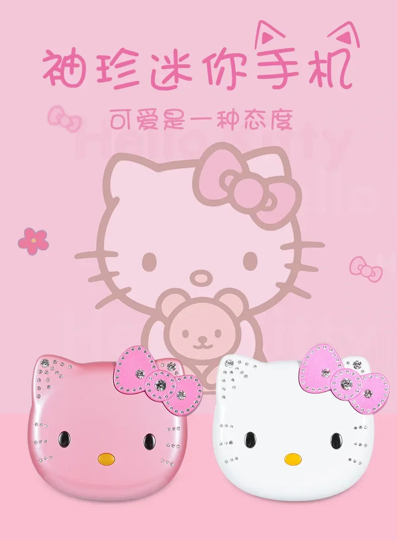 2024 New Sanrio Kawaii Hello Kitty Mini Phone Cartoon Kids Taiml Cute Phone Festival Birthday Fashion Girls Toys Children Gift