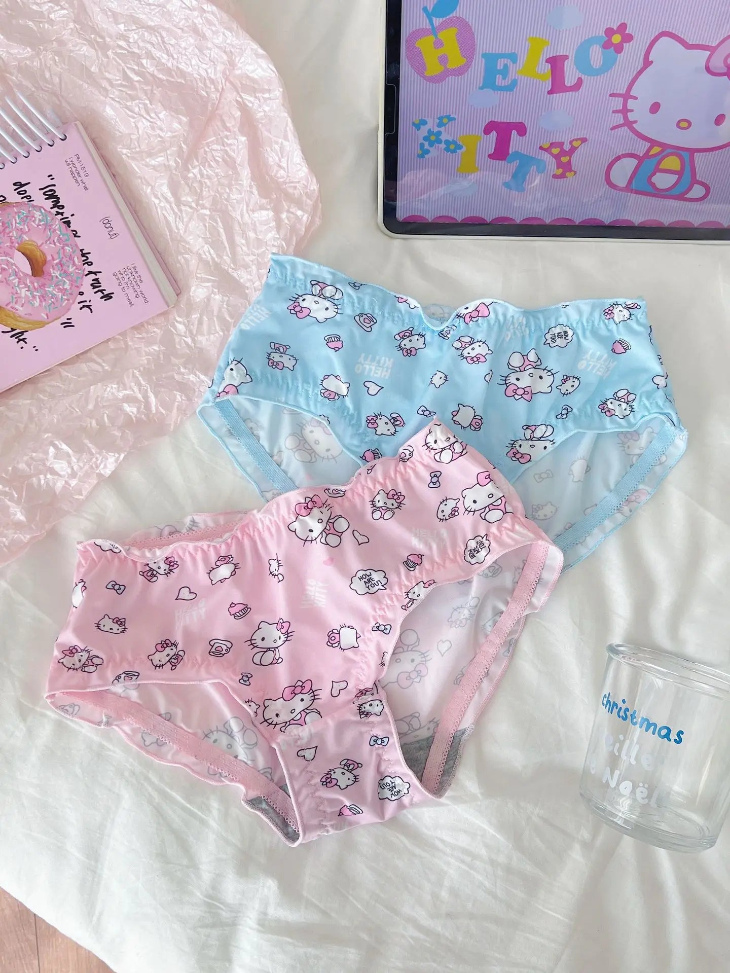 Sanrio Hello Kitty Women Underwear Sexy Bra Panty Set Cartoon No Wire Push Up Underwear Female's Breathable Gathered Bra Gifts