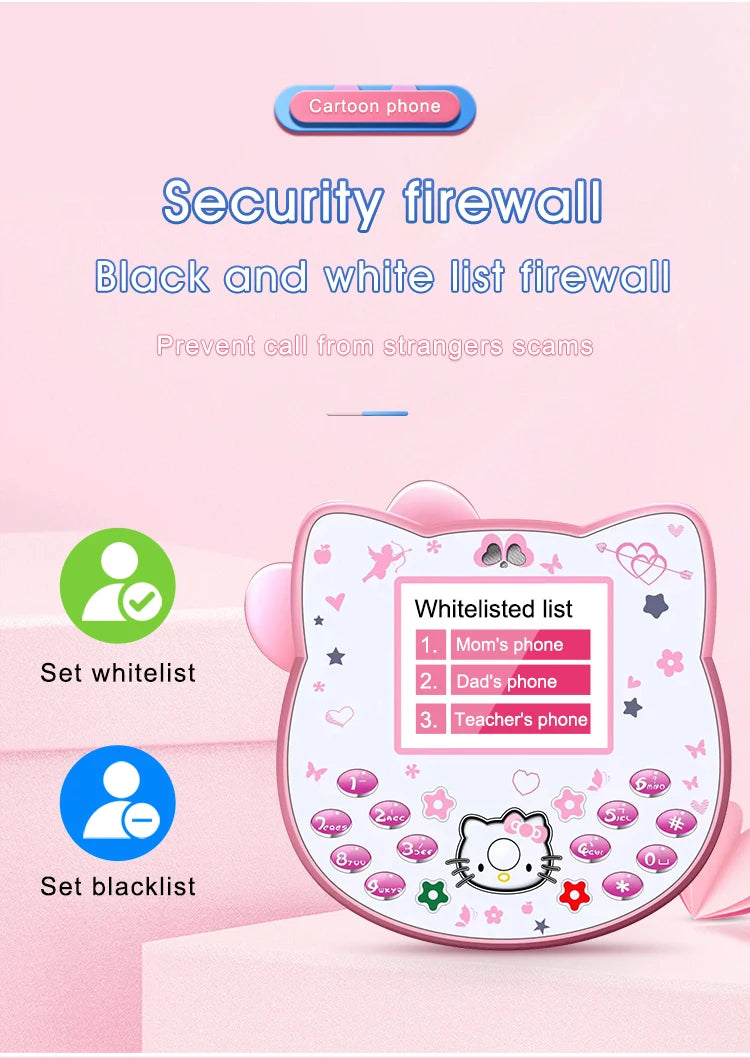 2024 New Sanrio Kawaii Hello Kitty Mini Phone Cartoon Kids Taiml Cute Phone Festival Birthday Fashion Girls Toys Children Gift