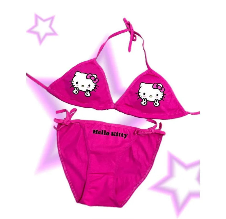 Hello Kitty rhinestone swimsuit underwear can be worn outside Y2K hot girl ins suspender bikini surfing suit summer swimsuit