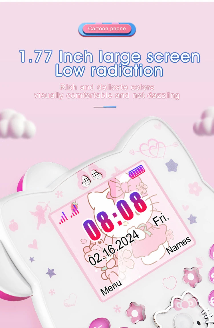 2024 New Sanrio Kawaii Hello Kitty Mini Phone Cartoon Kids Taiml Cute Phone Festival Birthday Fashion Girls Toys Children Gift