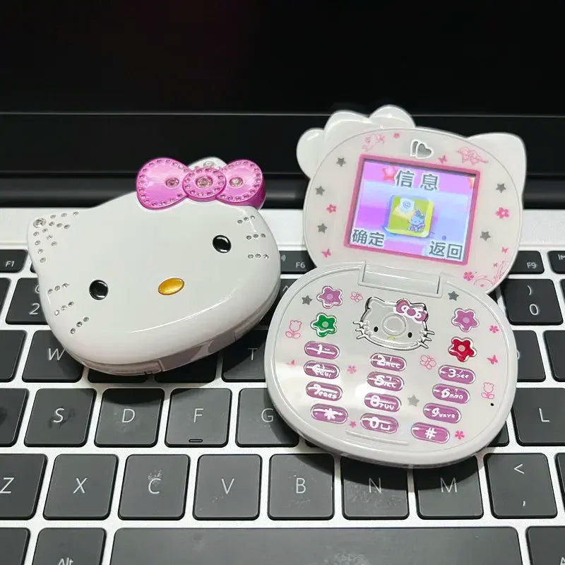 2024 New Sanrio Kawaii Hello Kitty Mini Phone Cartoon Kids Taiml Cute Phone Festival Birthday Fashion Girls Toys Children Gift