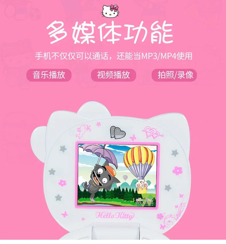 2024 New Sanrio Kawaii Hello Kitty Mini Phone Cartoon Kids Taiml Cute Phone Festival Birthday Fashion Girls Toys Children Gift