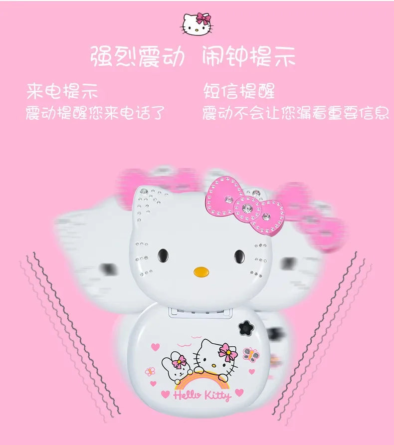 2024 New Sanrio Kawaii Hello Kitty Mini Phone Cartoon Kids Taiml Cute Phone Festival Birthday Fashion Girls Toys Children Gift