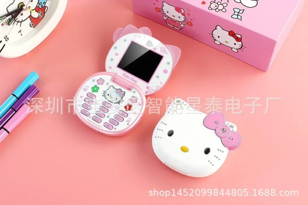 2024 New Sanrio Kawaii Hello Kitty Mini Phone Cartoon Kids Taiml Cute Phone Festival Birthday Fashion Girls Toys Children Gift