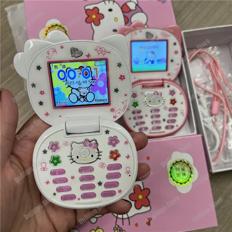 2024 New Sanrio Kawaii Hello Kitty Mini Phone Cartoon Kids Taiml Cute Phone Festival Birthday Fashion Girls Toys Children Gift