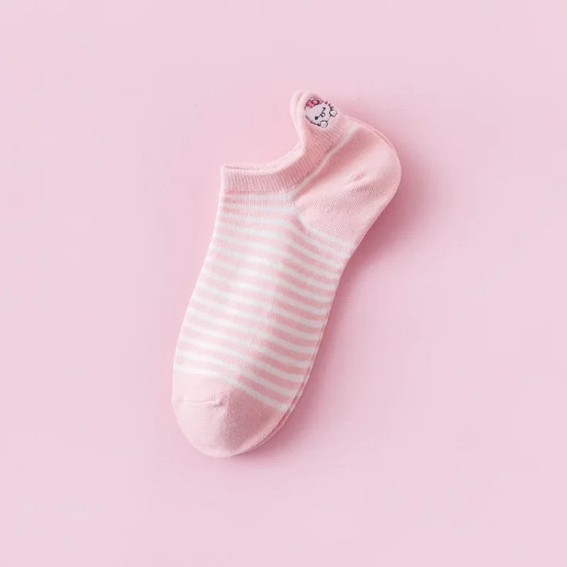 Sanrio Hello Kitty Short Socks Anime Cartoon Boat Sock Girls Summer Thin Breathable Socks Female Cotton Casual Sport Socks Gift
