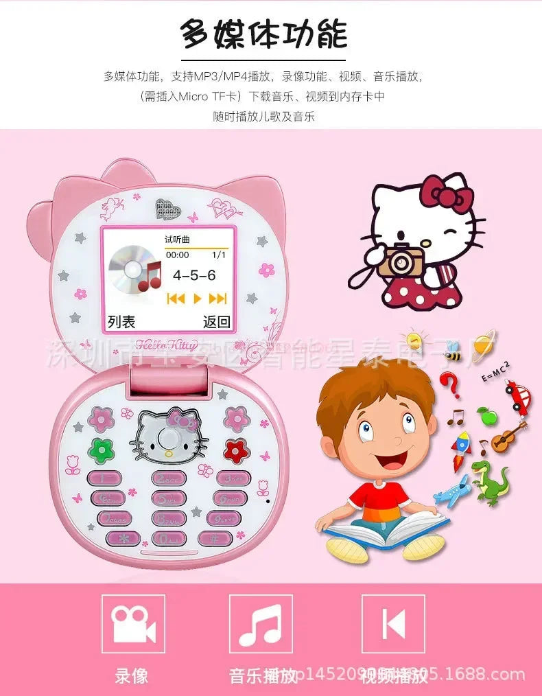 2024 New Sanrio Kawaii Hello Kitty Mini Phone Cartoon Kids Taiml Cute Phone Festival Birthday Fashion Girls Toys Children Gift