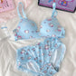 Sanrio Hello Kitty Women Underwear Sexy Bra Panty Set Cartoon No Wire Push Up Underwear Female's Breathable Gathered Bra Gifts