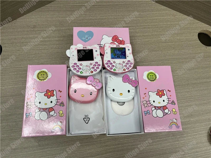 2024 New Sanrio Kawaii Hello Kitty Mini Phone Cartoon Kids Taiml Cute Phone Festival Birthday Fashion Girls Toys Children Gift