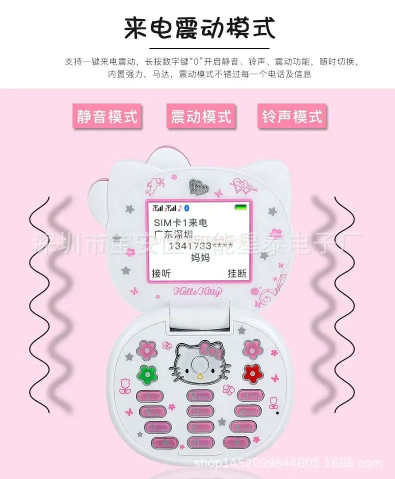 2024 New Sanrio Kawaii Hello Kitty Mini Phone Cartoon Kids Taiml Cute Phone Festival Birthday Fashion Girls Toys Children Gift