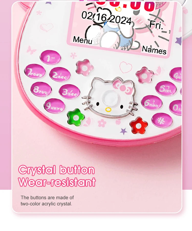 2024 New Sanrio Kawaii Hello Kitty Mini Phone Cartoon Kids Taiml Cute Phone Festival Birthday Fashion Girls Toys Children Gift