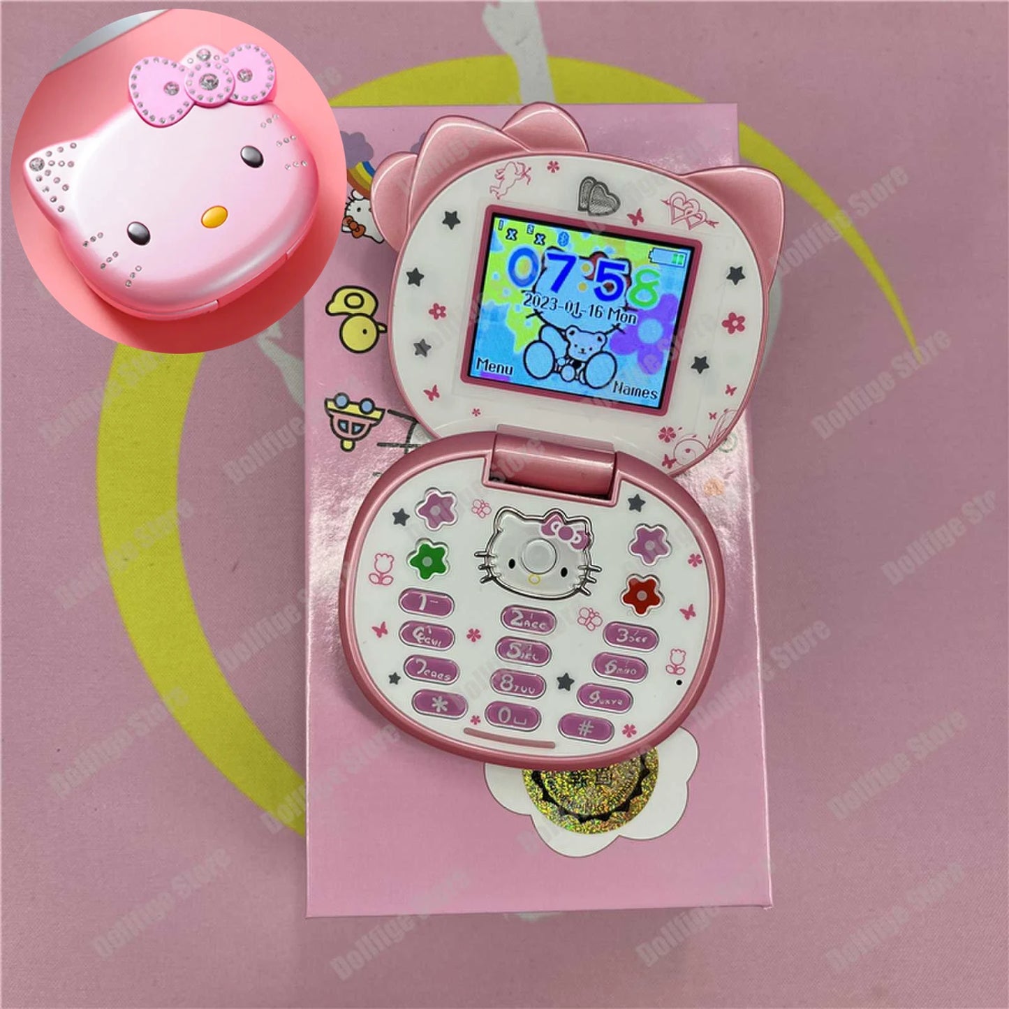 2024 New Sanrio Kawaii Hello Kitty Mini Phone Cartoon Kids Taiml Cute Phone Festival Birthday Fashion Girls Toys Children Gift